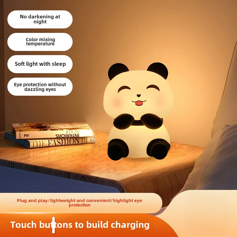 Tuan Silikon USB Aufladen Bettkopf Atmosphäre Geschenk Panda Nachtlicht_voghion.com