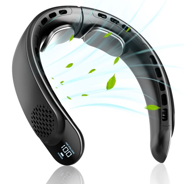 Digital Display Large-capacity Quad-core Lazy Sports Outdoor Bladeless Portable Small Gift Neck Fan Charging Model_voghion.com