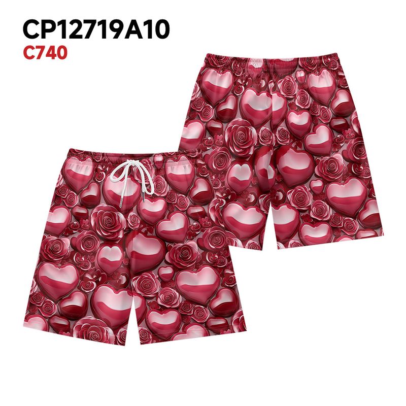 Unbeatable Quality Unbeatable Quality Men's Plus Size Fitness Running Sports With Heart-shaped Printed Fashionable And Versatile Beach Shorts_voghion.com
