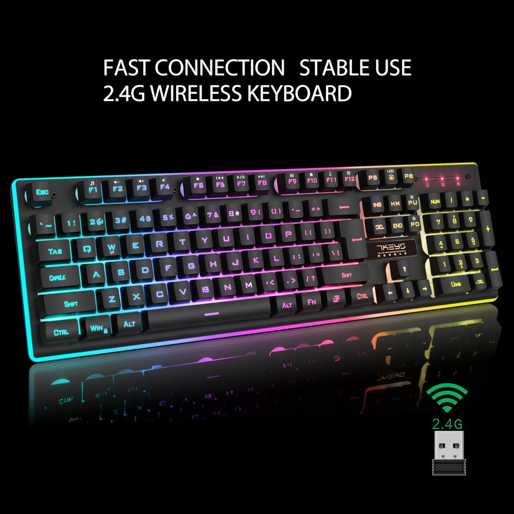 Tastiera da gioco illuminata a membrana wireless 2.4G adatta per l'uso in ufficio su computer desktop e laptop_voghion.com