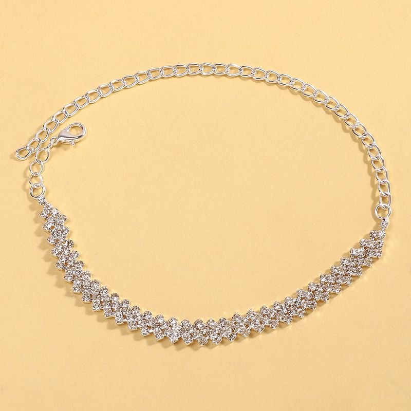 Fashion Diamond Necklace Earrings Bracelet Minimalist Bridal Three Piece Jewelry Set_voghion.com