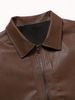 Men's Leather - Full-Zip Lapel Collar Softshell Coat, Loose Fit Casual Riding Jacket With Zippered Pockets, Golden-Tone_voghion.com