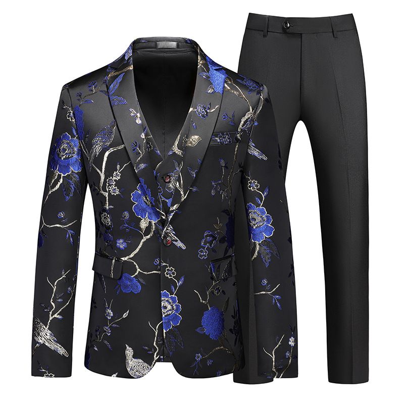CT Mainly Recommended Men's Plus Size Suit Three-Piece Set Hollow Out Slim Fit Fashion One Button_voghion.com