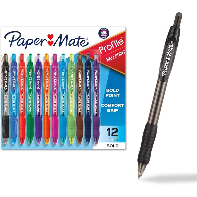 Profile Retractable Ballpoint Pens Bold 1.4mm Assorted Colors 12 Count_voghion.com