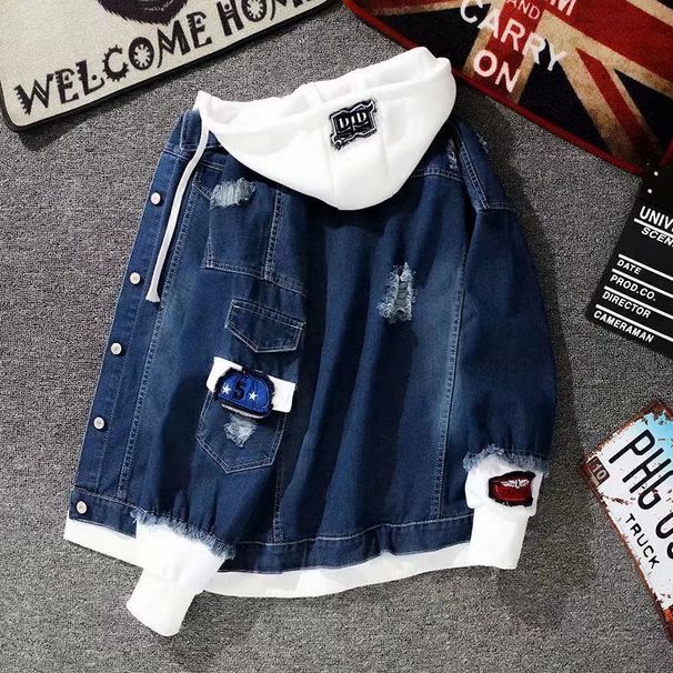 Kapuzen-Denim Herren 2025 Frühling und Herbst Neue lose BF-Stil Jacke Student Salt Fried Street Top Trend_voghion.com