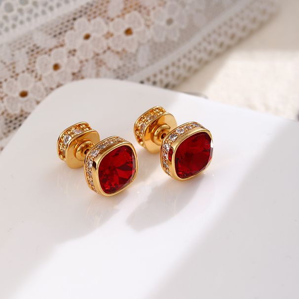 Orecchini coreani rossi in cristallo placcato oro vero, squisiti, leggeri, di lusso, di alta qualità, con ago in argento, dal design accattivante, per le donne_voghion.com