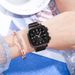 Orologio da donna Orologio quadrato Orologio a tre occhi Lega a maglie con moda Orologio casual Orologio da donna alla moda per studenti_voghion.com