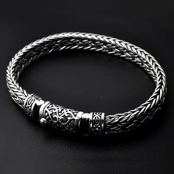 Bracciale da uomo Papas, creativo, intrecciato, retrò, alla moda, con fibbia ad arco spessa, audace e dominante, motivo a drago._voghion.com