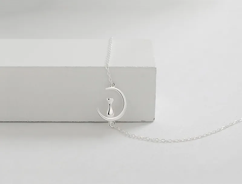 Znaczek VENUS Sier Kolor Księżyc Kot Bransoletka dla Kobiet Dziewczyna Prezent Piękna Biżuteria Dropshipping Hurtownie_voghion.com