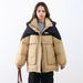 New 90 White Duck Down Winter New Loose Contrasting Color Thickened Coat Color Matching Down Jacket Women_voghion.com