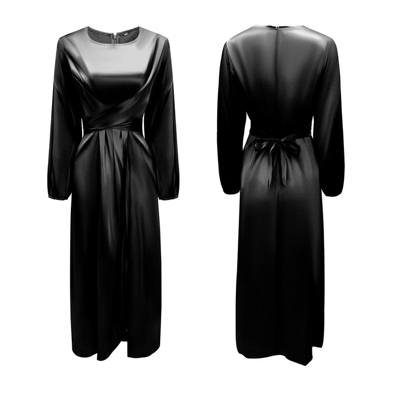 Damenkleid mit weicher Taille, Dubai-Satin-Maxikleid_voghion.com