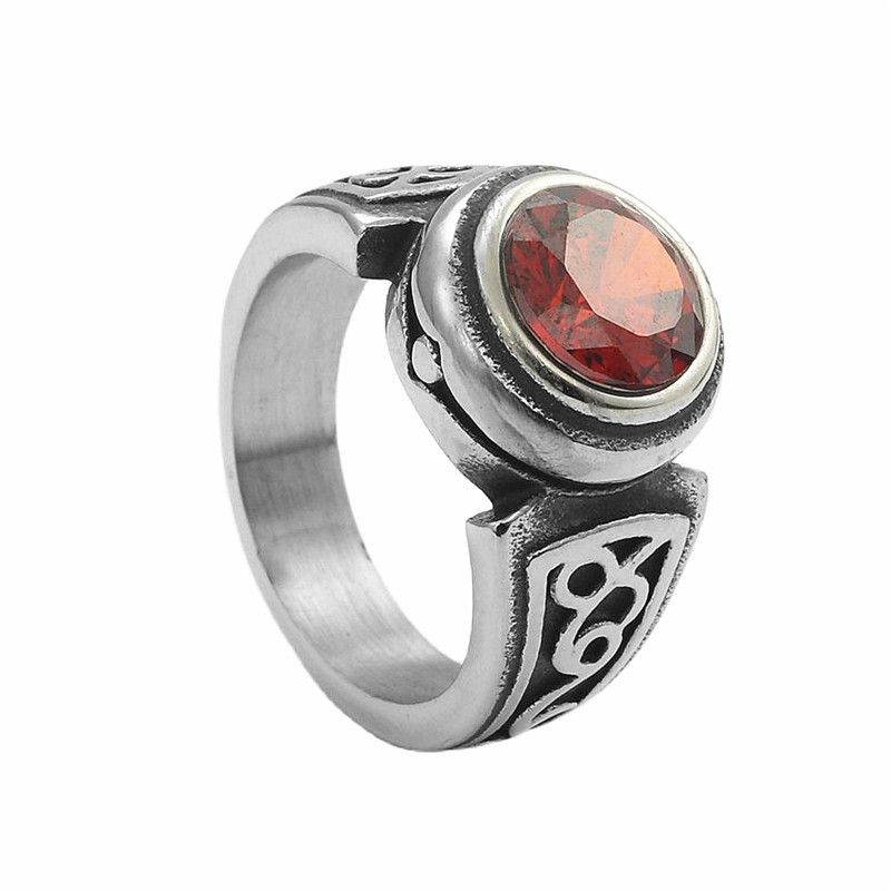 Schmuck Titan Intarsien Diamant Multicolor Trendy Männer Punk Edelstahl Rand Form Ring Gerade_voghion.com