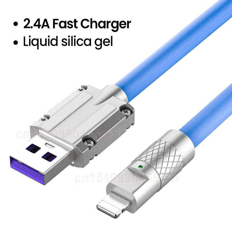 Quick charging OD6.0 USB cable for iPhone, USB A to 8-pin ultra thick soft TPE data cable for iPhone 14 13 Pro_voghion.com