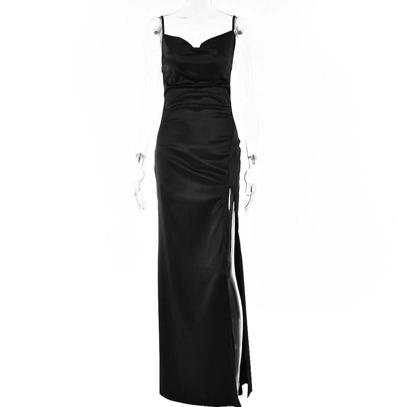 Europäisches und amerikanisches sexy Strapshalter-Abendkleid mit hohem Schlitz und langem Rock im Promi-Stil_voghion.com