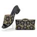 Σετ κομψών γυναικείων νυφικών παπουτσιών με τυπωμένο floral σχέδιο με διαμάντια_voghion.com