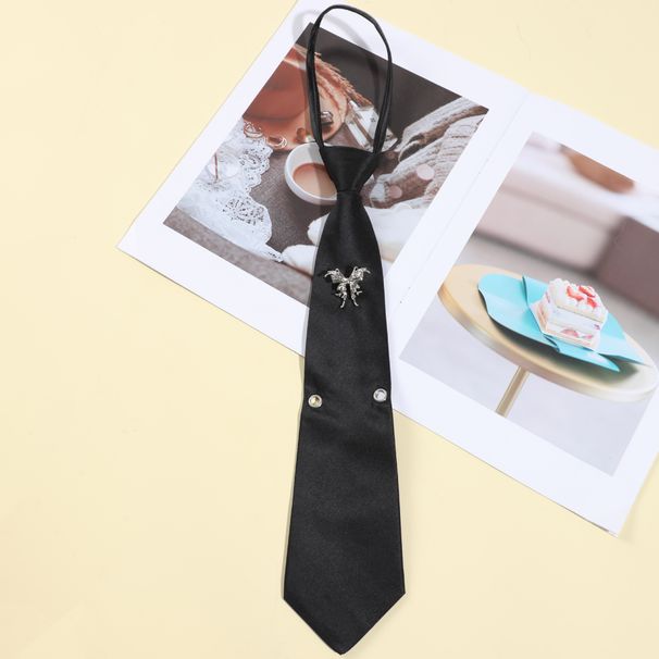 Schwarze Krawatte im Punk-Stil für Herren mit Metallakzenten – Ausgefallenes Accessoire für Rock, Party, Fashion-Statement_voghion.com