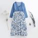 Mother & Kids Fashion parent-child outfit ruffled long-sleeved mother and daughter series dress autumn new flower print patchwork skirt_voghion.com