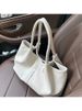 Einfache weiße Schulter 2023 Damen PU-Leder weiche Unterarm-Einkaufstasche Schule große Kapazität Tasche volle Student Shopping Handtasche_voghion.com