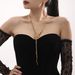 Fangtang NK Multi-layer Tassel Curved Strip Layered Sweater Chain Long Necklace Stainless Steel Trend_voghion.com