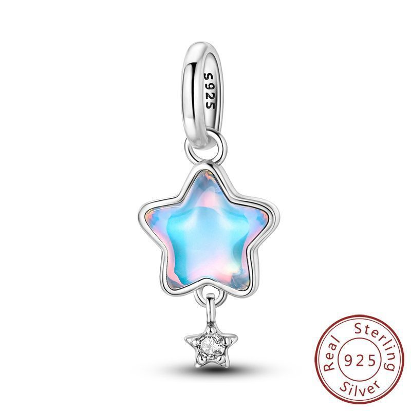 Women's Jewelry 925 Sterling Silver Charm Four Leaf Clover Tree Of Life Hummingbird Lily Of The Valley Beads Starry Sky Sister Pendant DIY_voghion.com