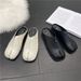 Same British Style Split Toe Small Leather Shoes Women's Closed-Toe Slippers Pig's Trotter Slip-On Chunky Heel Mules_voghion.com