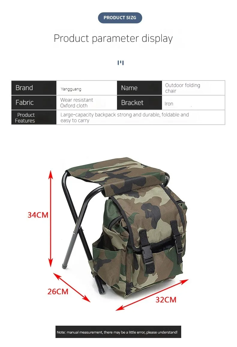 Chaise de randonnée portable camouflage, banc de pêche pliable, pour le camping_voghion.com