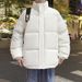 Plus Size Unisex Winter Puffer Jacket Stand Collar Loose Thickened Cotton Coat For Men_voghion.com