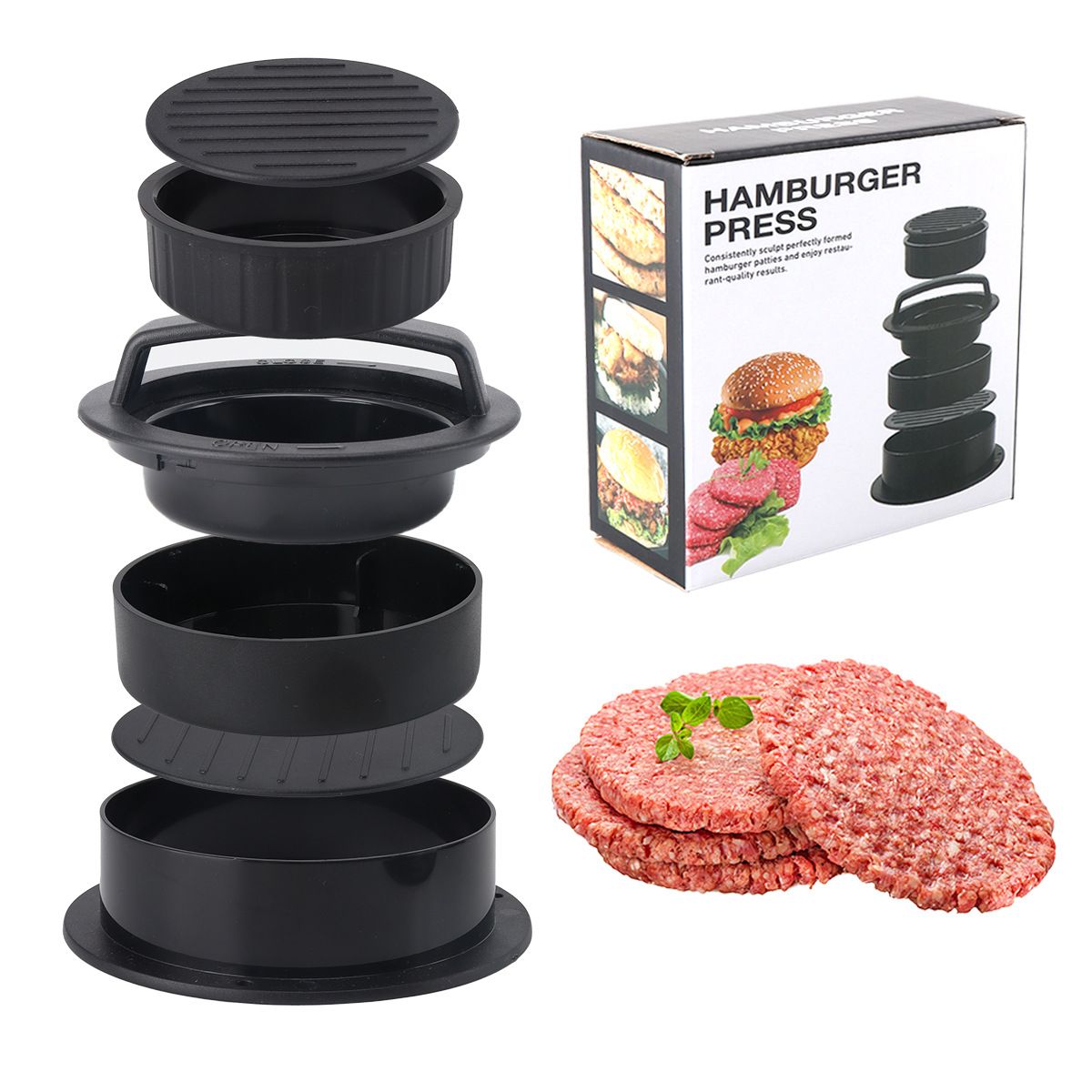 Stampo per hamburger rotondo ispessito, manuale per la casa, utensile da cucina_voghion.com