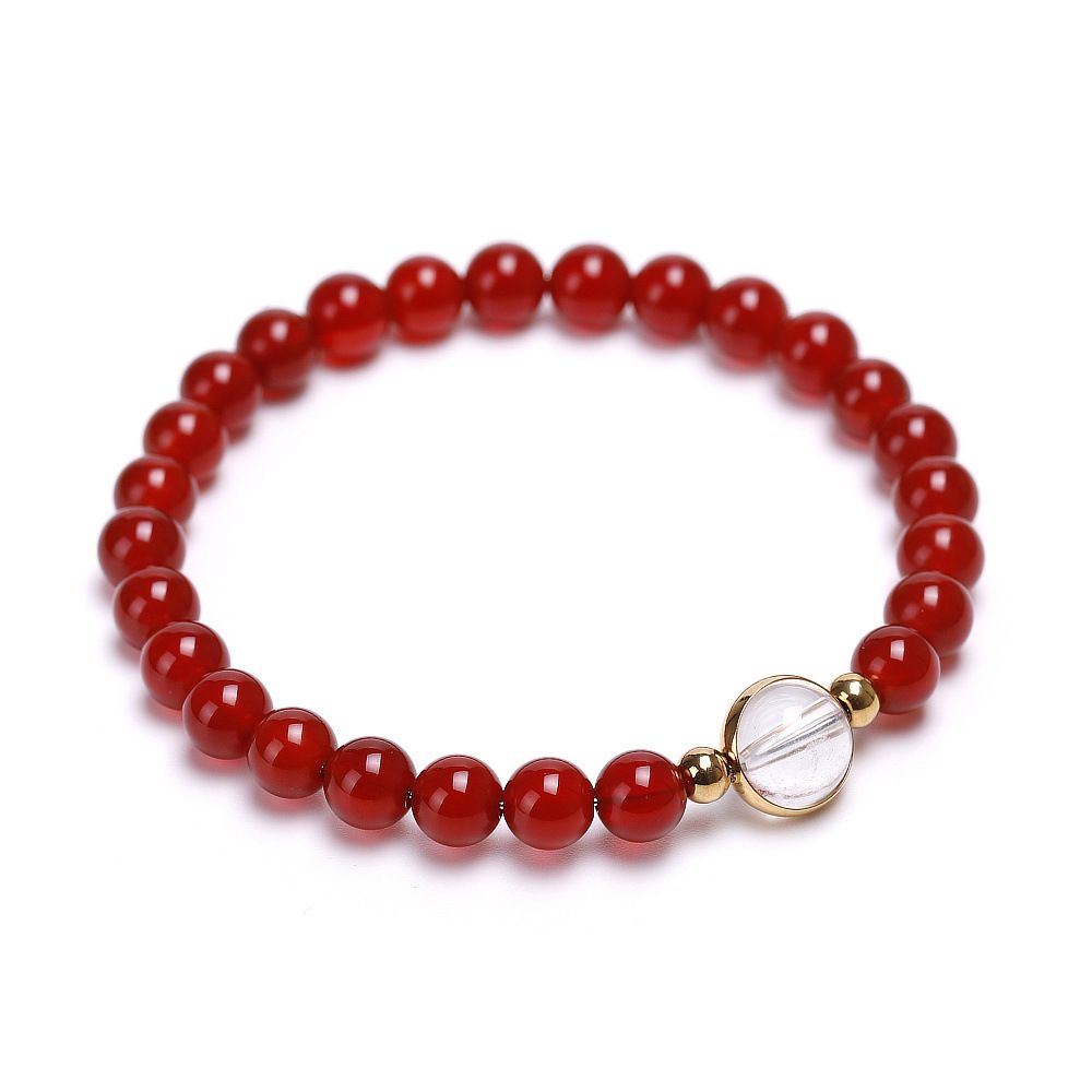 Braccialetti con ciondoli da 6 mm, anello in acciaio piccolo e delicato in agata rossa, braccialetti con perline di cristallo dorato in ametista e cristallo fragola da 8 mm, braccialetti per coppie_voghion.com