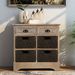 Rustic Storage Cabinet With Two Drawers And Four Classic Rattan Basket For Dining Room/Entryway/Living Room_voghion.com