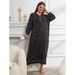 Plus Size Sleepwear Set - Women’s Long-Sleeve Nightgown For Winter, Soft & Stretchy (1XL-4XL, Black)_voghion.com