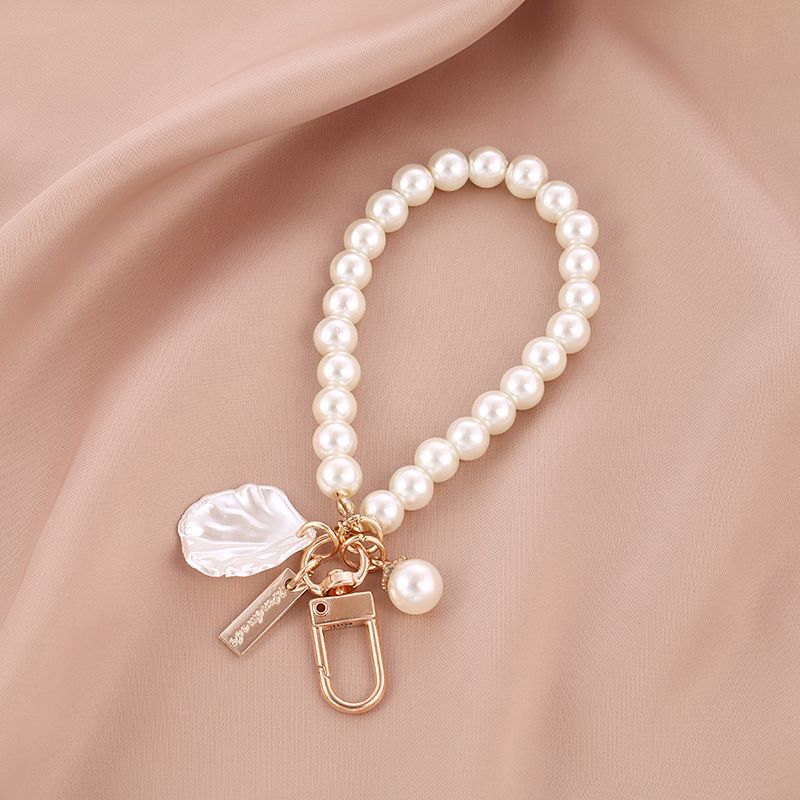 Cute Pearl Keychain For Women Girls Shiny Pearl Bead Shell Phone Bag Backpack Charm Accessory Car Key Key Chain Pendant_voghion.com