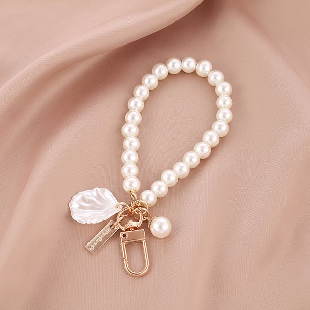 Cute Pearl Keychain For Women Girls Shiny Pearl Bead Shell Phone Bag Backpack Charm Accessory Car Key Key Chain Pendant_voghion.com