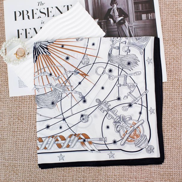 Interstellar Chorus Spring Summer Elegant Daily Commute Mulberry Silk Crepe Satin Scarf Sun Protection Shawl_voghion.com