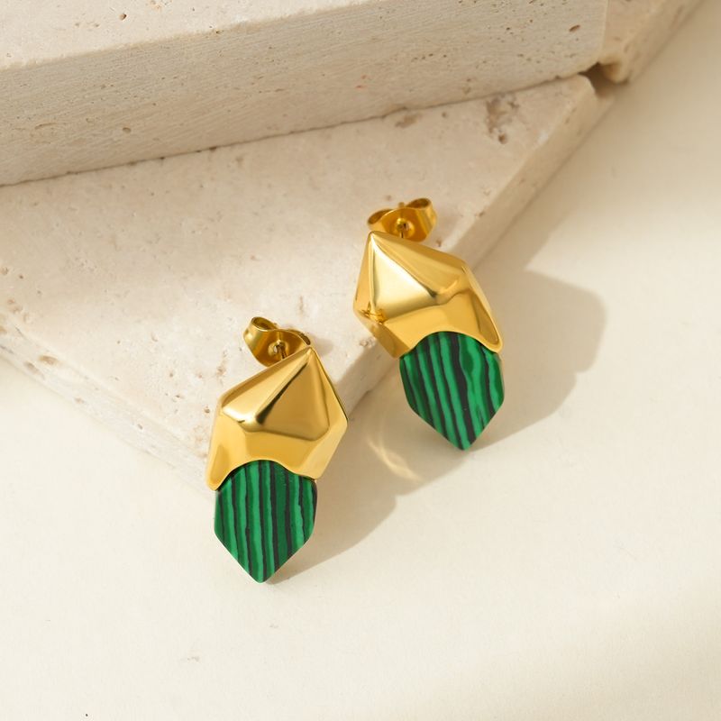 1 paio di orecchini a bottone in acciaio inossidabile 304 placcati in oro 14K, stile vintage, irregolari_voghion.com
