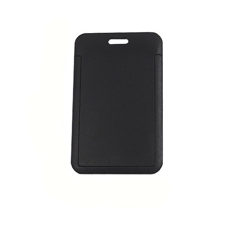 Black ABS Slide Pull Card Holder For ID Card And Badge With Buckle And Mobile Phone Lanyard_voghion.com