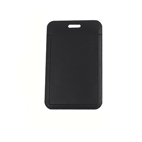 Black ABS Slide Pull Card Holder For ID Card And Badge With Buckle And Mobile Phone Lanyard_voghion.com
