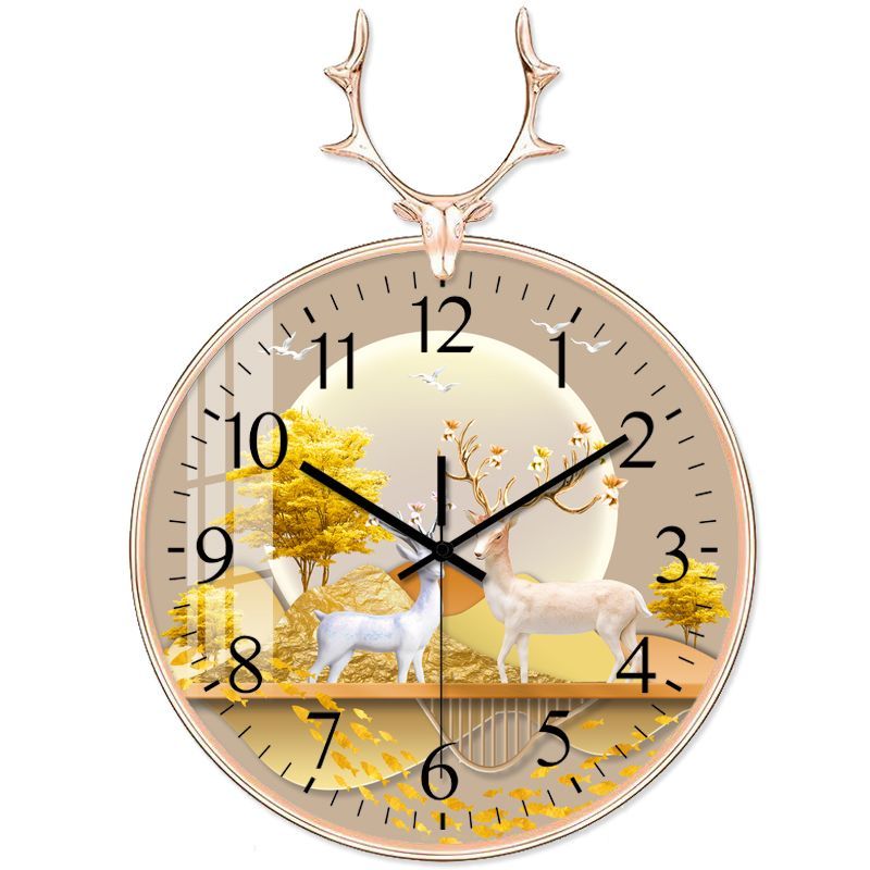 Orologio da parete moderno e semplice, creativo, alla moda, per soggiorno, casa, silenzioso e a forma di testa di cervo nordico_voghion.com