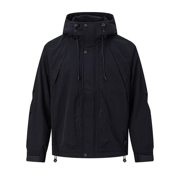 UNF Winddichte, warme Cleanfit-Jacke mit Kapuze, lockerer Passform, gefütterter Schnitt, verdickter Baumwollmantel für Herren, Herbst/Winter_voghion.com