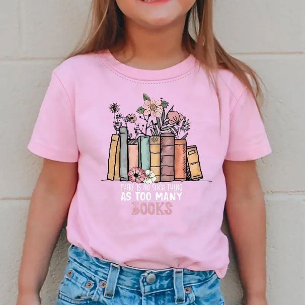 Kleinkind Mädchen Kleidung Buch Lange Anlage Druck Muster Rundhals Kurzarm T Shirt_voghion.com