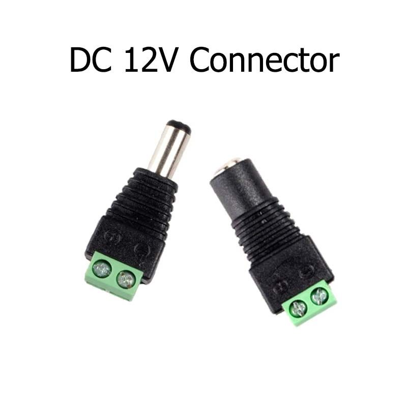 12V DC Male Female Connector 2.1*5.5mm Cable Connectors Power Jacks Adapter Plugs Socket For LED Light CCTV Camera_voghion.com