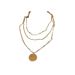Golden Double Layered Round Sequin Necklace, New Creative Temperament, Collarbone Chain, Fashionable And Personalized_voghion.com