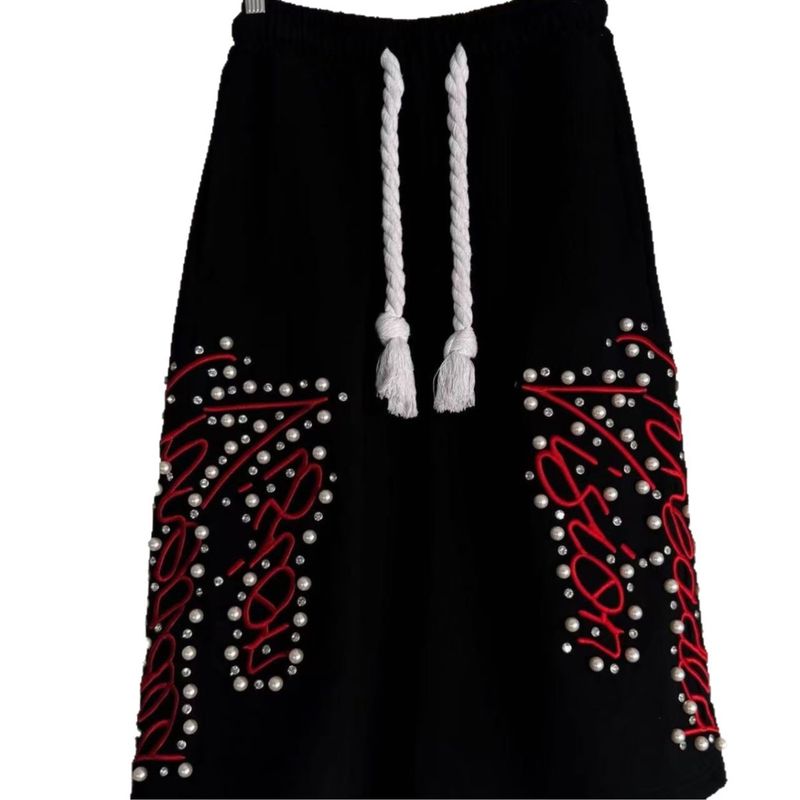 Men's Clothing Cropped Trousers High Street Heavy Craft Embroidery Beading Loose Casual Trousers Ins Men_voghion.com