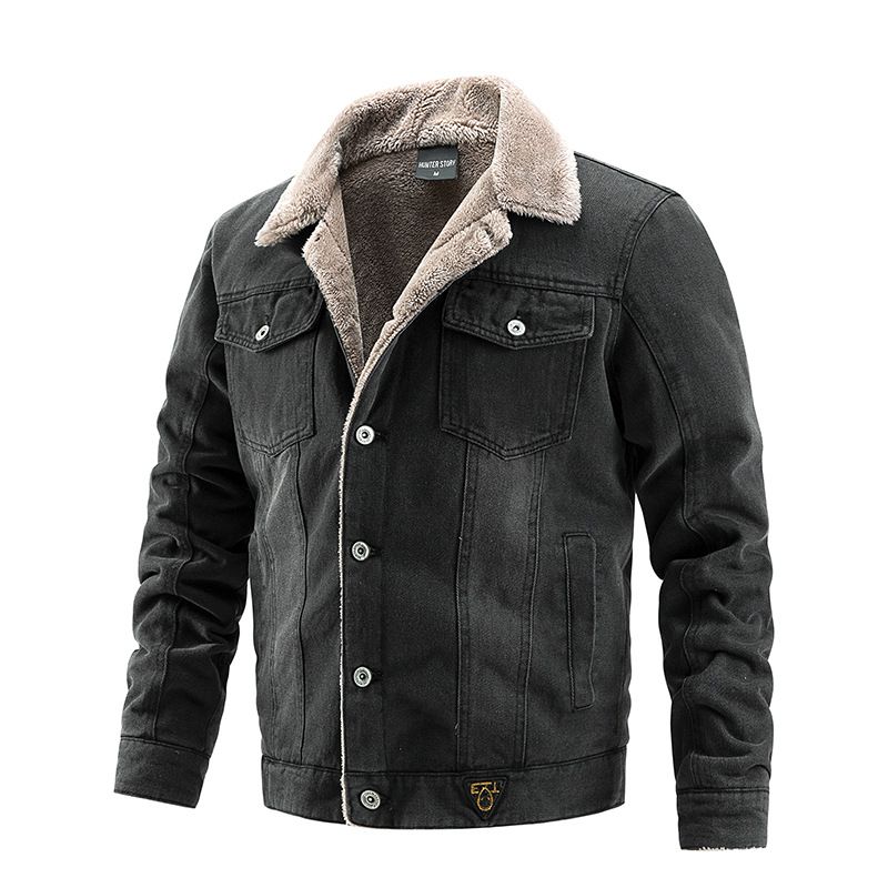 Giacca in denim da uomo, autunno inverno, foderata in pile, tendenza moda casual_voghion.com