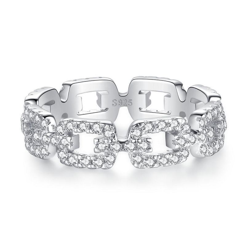 Tancise, anello a catena in argento Sterling S925, da donna, con diamante completo, naso di maiale, anello a coda di coppia, stile sovrapposto, stile versatile_voghion.com