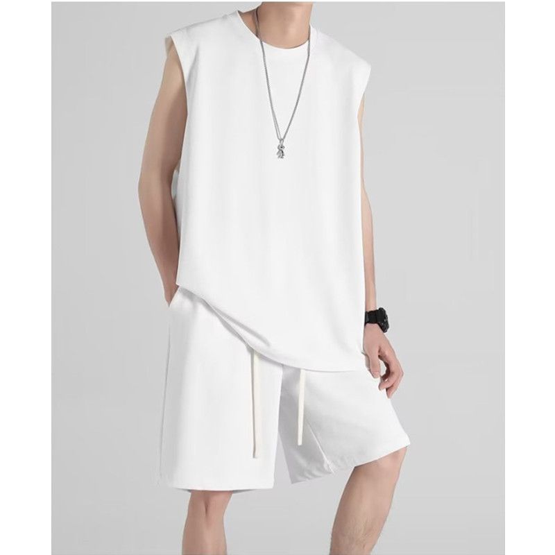 Men's Ice Silk Sleeveless T-Shirt Short-Sleeved Suit Quick-Drying Loose Waistcoat Vest Clothes_voghion.com