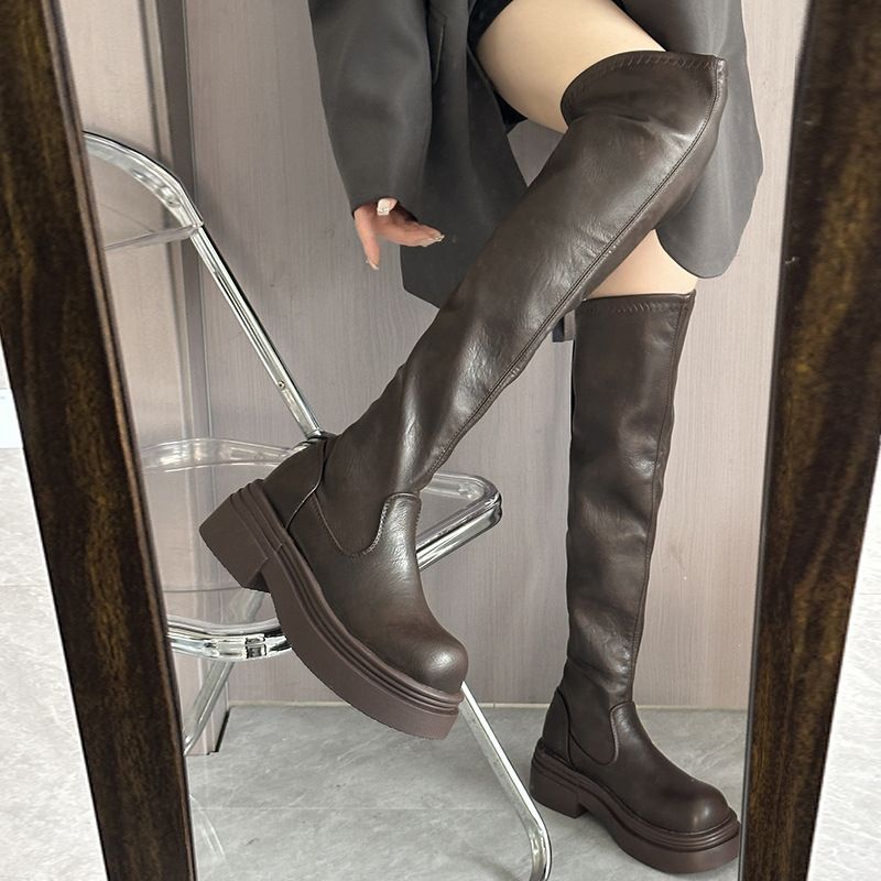 Women's Over-the-Knee Boots Fall/Winter New Chunky-Soled Martin Boots Versatile Long Boots_voghion.com
