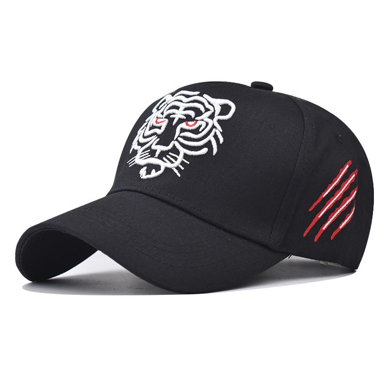 Cross-border four seasons new cotton large embroidered tiger head baseball cap men's and women's cotton tiger hat_voghion.com