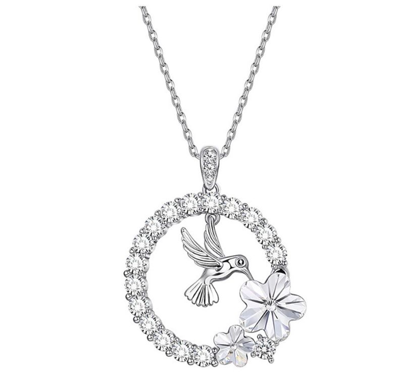 Collana con ciondolo a forma di fiore di colibrì, squisita, per donna_voghion.com