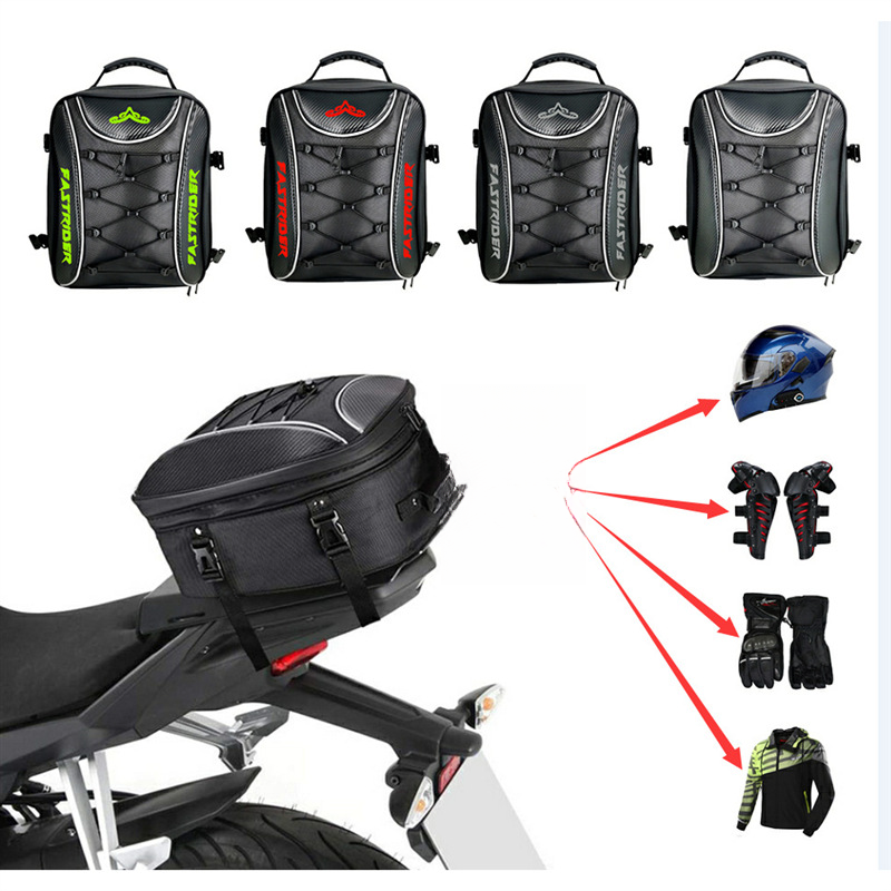 FASTRIDER Knight Night Light Motorcycle Tail Seat Bag Rear Luggage Large Capacity Helmet Backpack_voghion.com